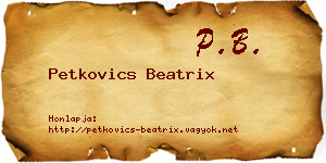 Petkovics Beatrix névjegykártya